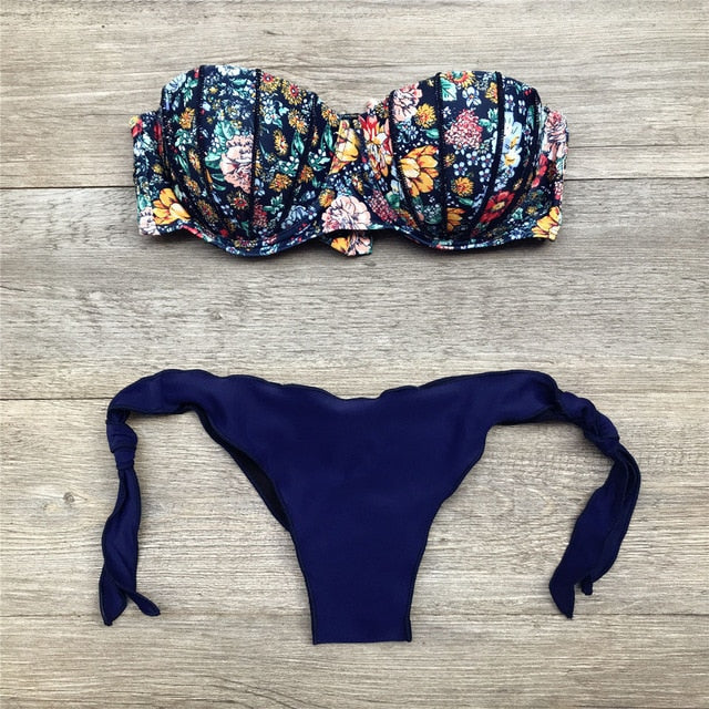 W&W Mode | Bandeau Blumenmuster Bikini