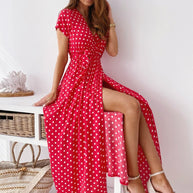 WW | Kurzarm Wickelkleid mit Punkten