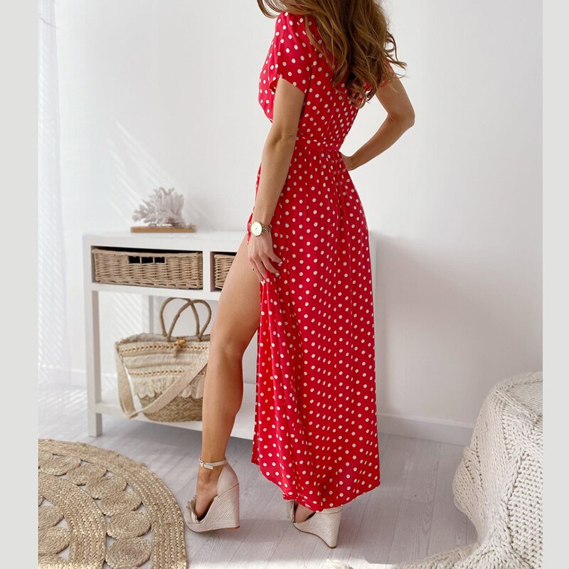 WW | Kurzarm Wickelkleid mit Punkten