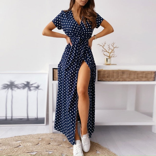 WW | Kurzarm Wickelkleid mit Punkten