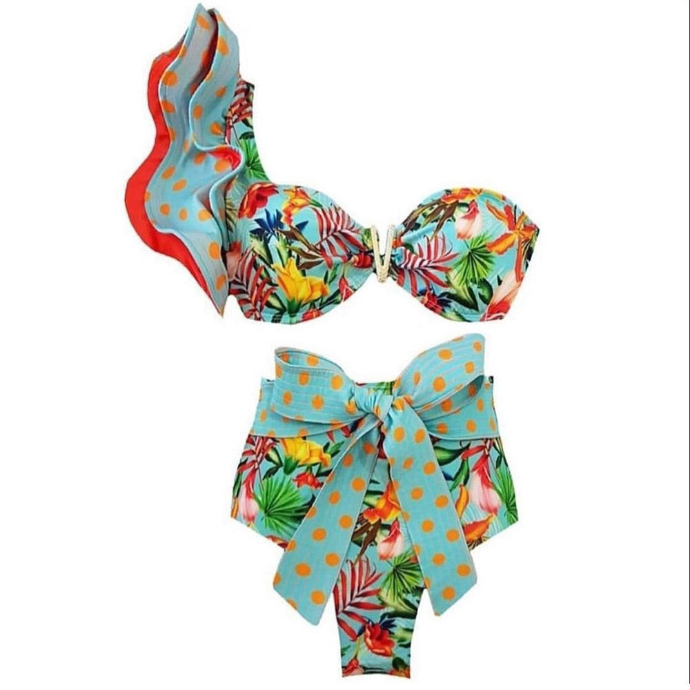 WW | Pushup Gepolsterter Bh Rüschen Bandage Bikini Satz