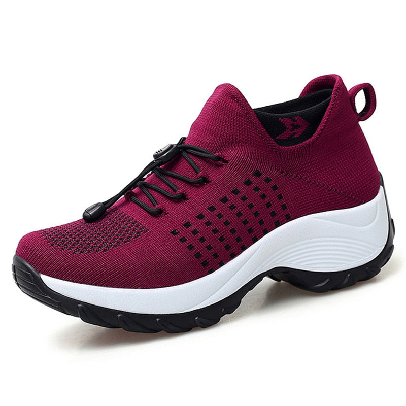 WW | Atmungsaktive Slip on Sneakers Mit Verstellbaren Schnürsenkeln Für Damen