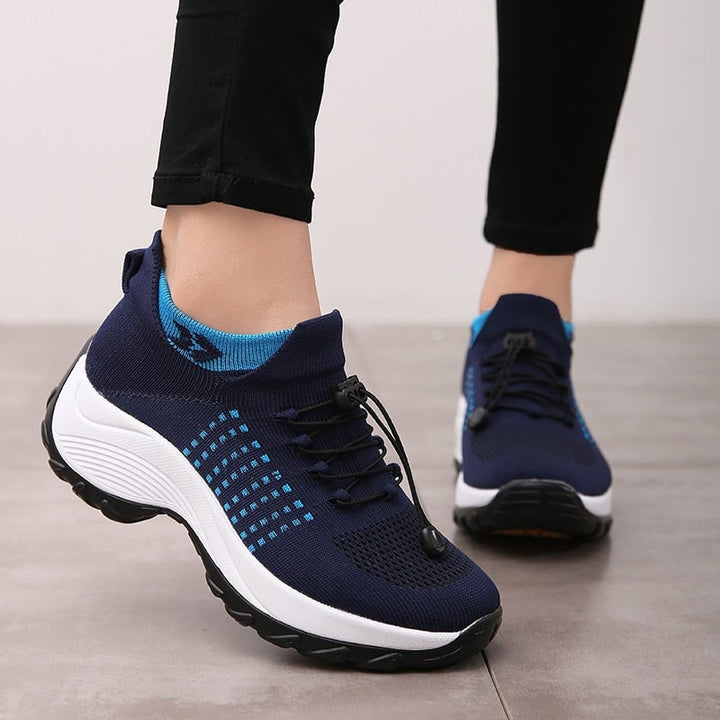 W&W Mode | Atmungsaktive Slip on Sneakers Mit Verstellbaren Schnürsenkeln Für Damen