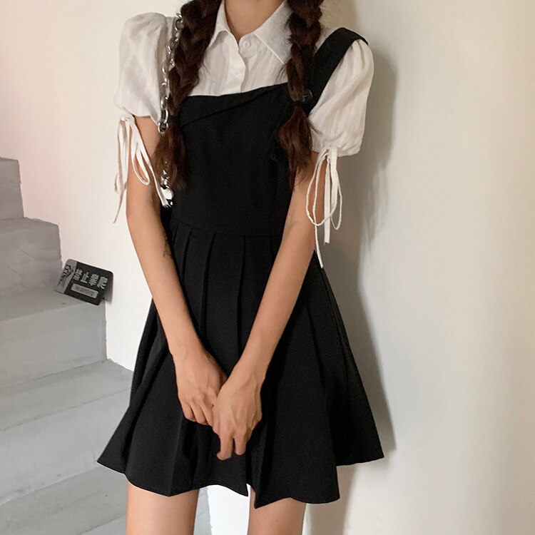 WW | Faltendes 2-In-1 Mini-Kleid mit Gebundenen Ärmeln