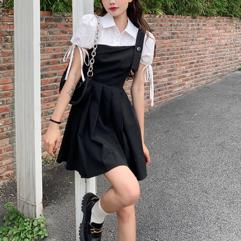 WW | Faltendes 2-In-1 Mini-Kleid mit Gebundenen Ärmeln