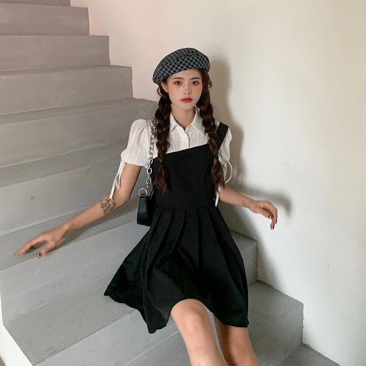 WW | Faltendes 2-In-1 Mini-Kleid mit Gebundenen Ärmeln