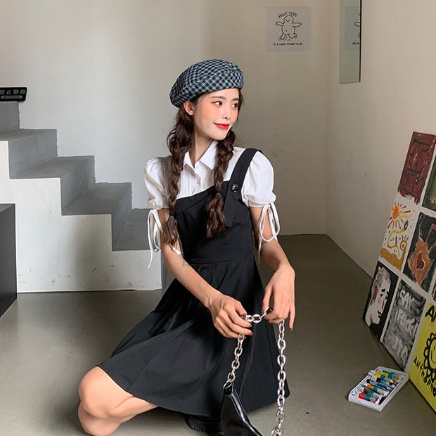 WW | Faltendes 2-In-1 Mini-Kleid mit Gebundenen Ärmeln