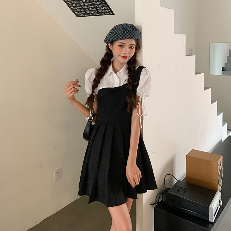 WW | Faltendes 2-In-1 Mini-Kleid mit Gebundenen Ärmeln