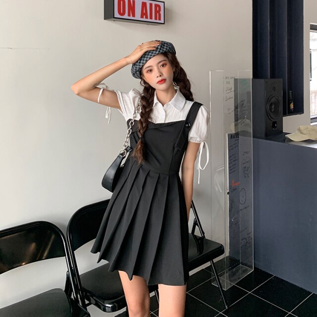 WW | Faltendes 2-In-1 Mini-Kleid mit Gebundenen Ärmeln