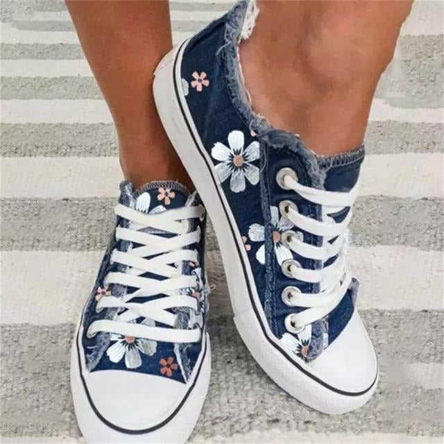 WW | Schöne Niedrige Sneaker Mit Blumenmuster Für Damen