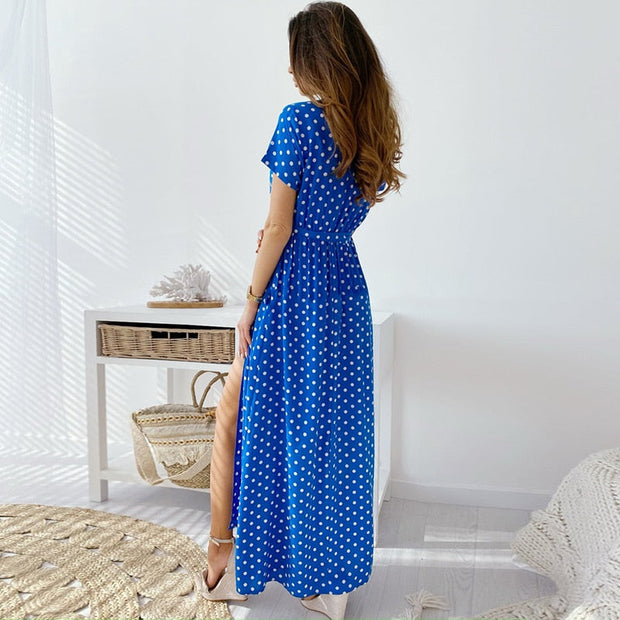 WW | Kurzarm Wickelkleid mit Punkten