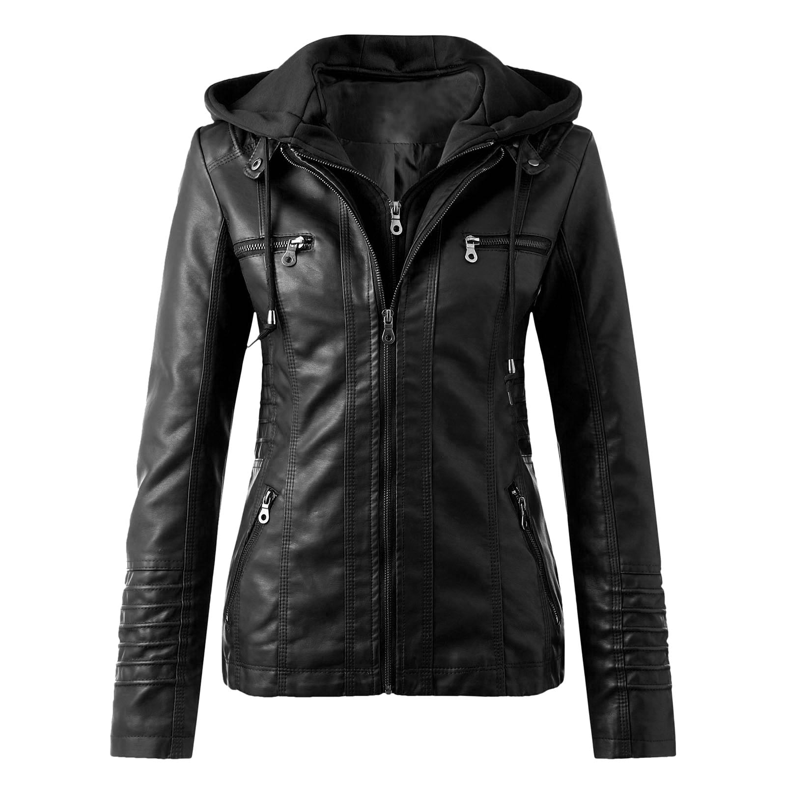 WW | Designer-Lederjacke Mit Kapuze