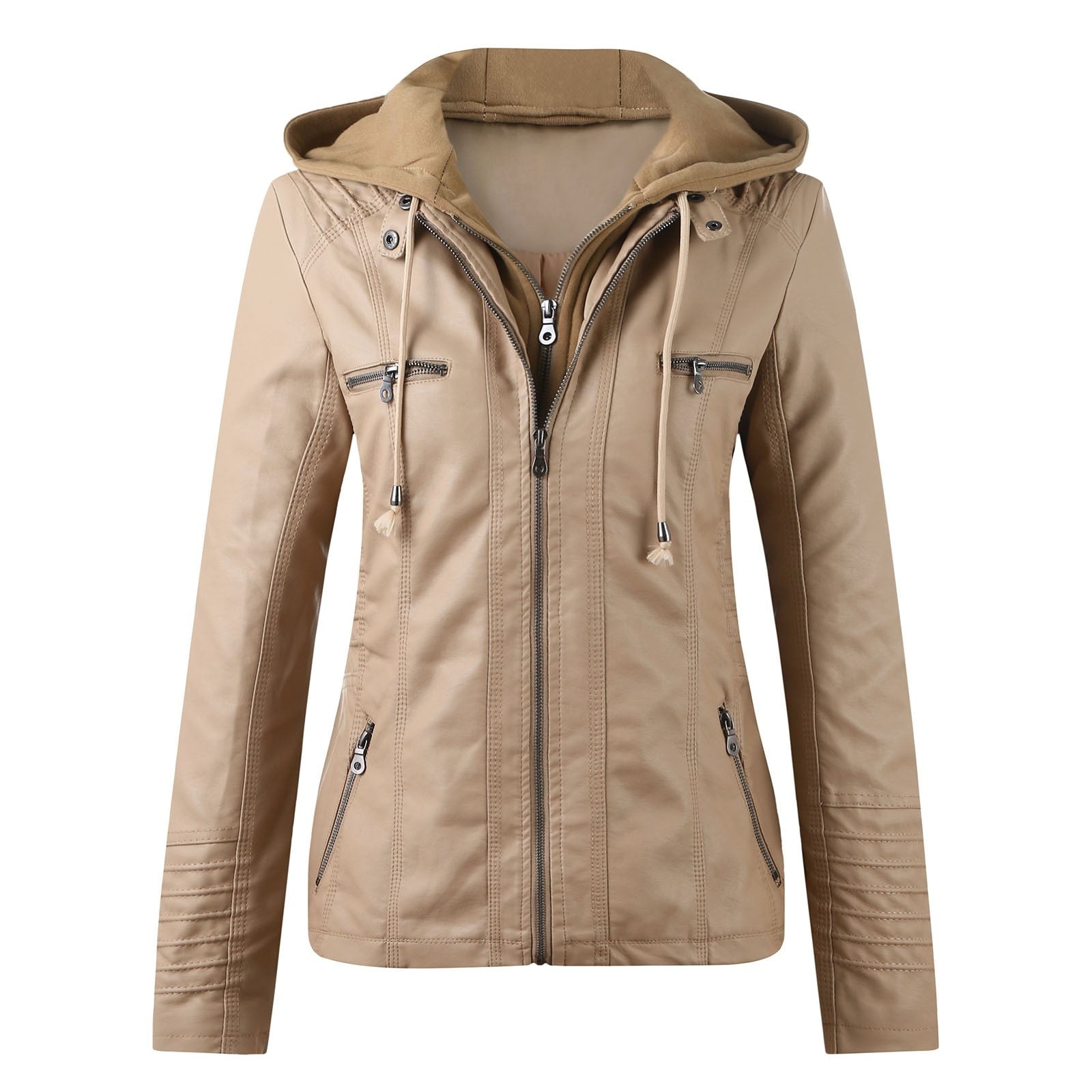WW | Designer-Lederjacke Mit Kapuze