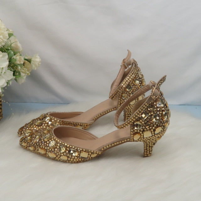 WW | Champagner Goldene Kristallschuhe für einen glamourösen Look