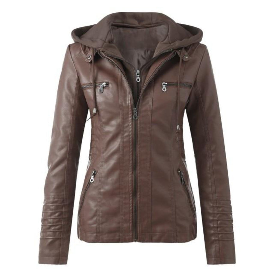 WW | Designer-Lederjacke Mit Kapuze