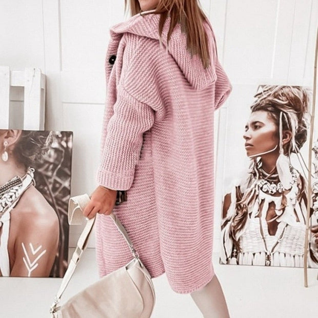 WW | Modischer Cardigan-Mantel mit Kapuze