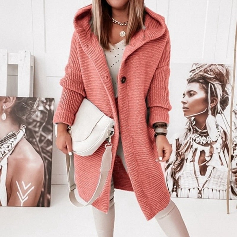 WW | Modischer Cardigan-Mantel mit Kapuze