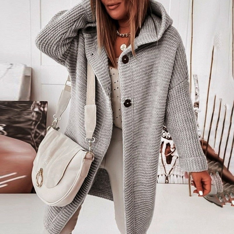 WW | Modischer Cardigan-Mantel mit Kapuze