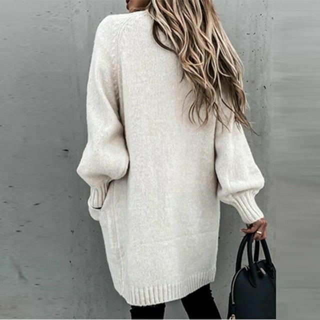 WW | Langes, weiches Damenstrickjacke mit einer lässigen Passform