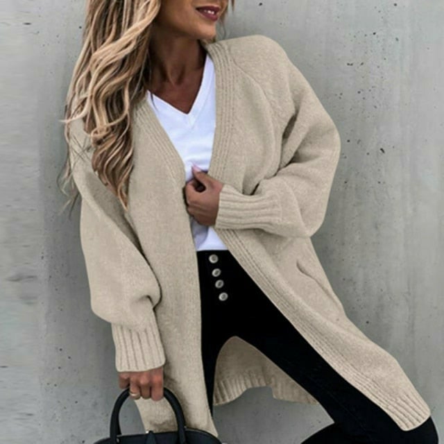 W&W Mode | Langes, weiches Damenstrickjacke mit einer lässigen Passform