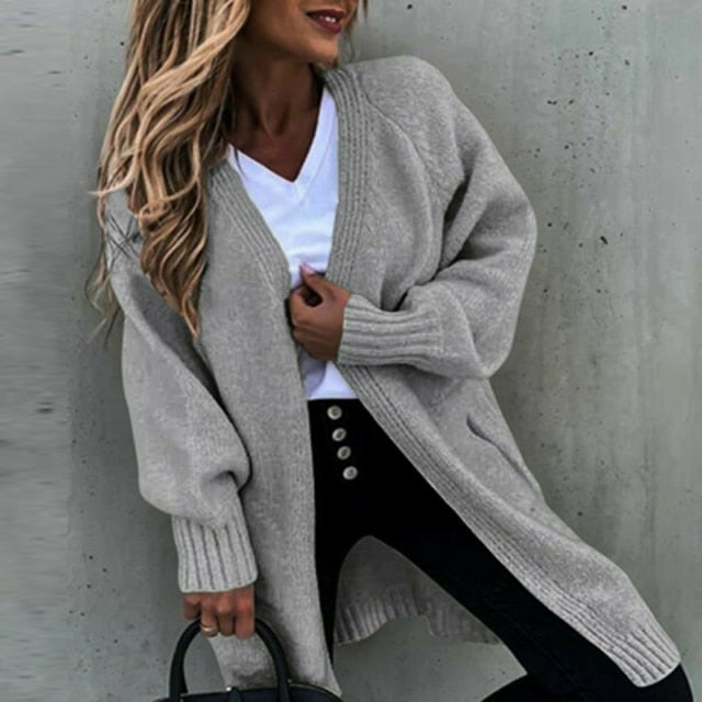 WW | Langes, weiches Damenstrickjacke mit einer lässigen Passform