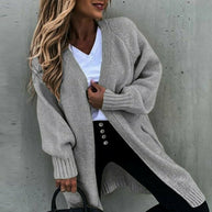 WW | Langes, weiches Damenstrickjacke mit einer lässigen Passform