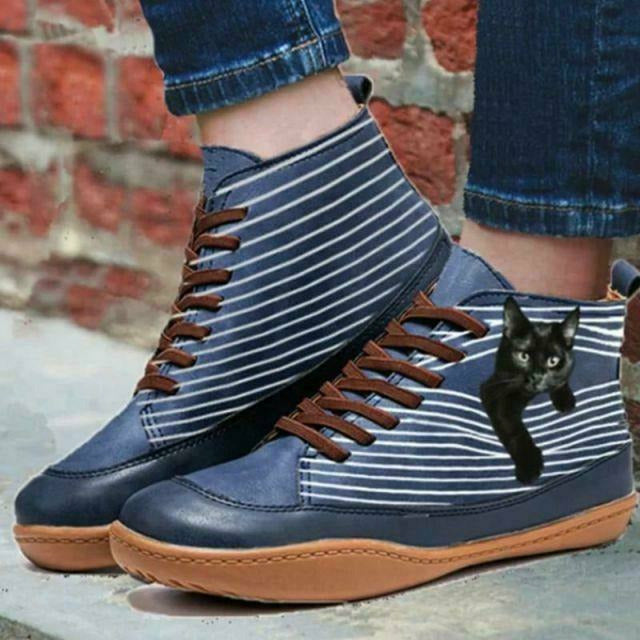 W&W Mode | Fläche Stiefel Mit Katzenprint