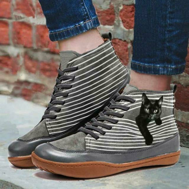 W&W Mode | Fläche Stiefel Mit Katzenprint