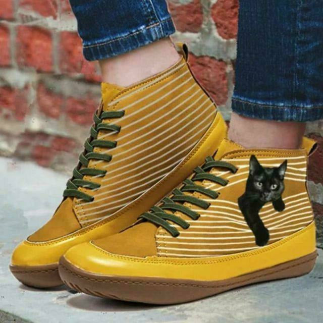 W&W Mode | Fläche Stiefel Mit Katzenprint