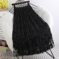 WW | Eleganter Maxirock aus Mesh mit Blumenmuster