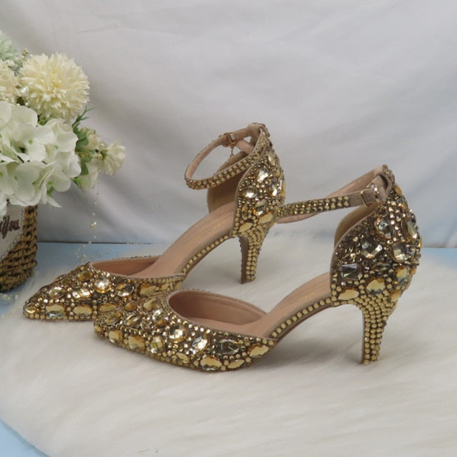 WW | Champagner Goldene Kristallschuhe für einen glamourösen Look