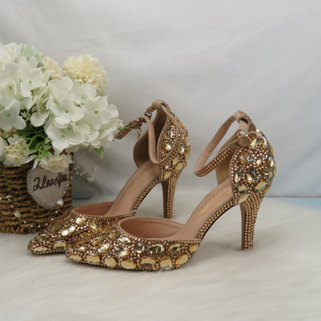 WW | Champagner Goldene Kristallschuhe für einen glamourösen Look