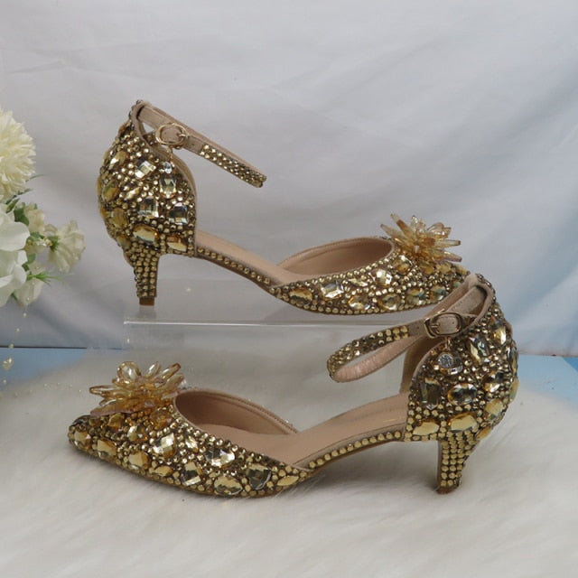 WW | Champagner Goldene Kristallschuhe für einen glamourösen Look