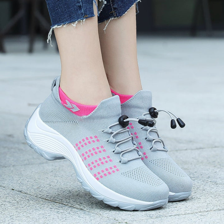 W&W Mode | Atmungsaktive Slip on Sneakers Mit Verstellbaren Schnürsenkeln Für Damen