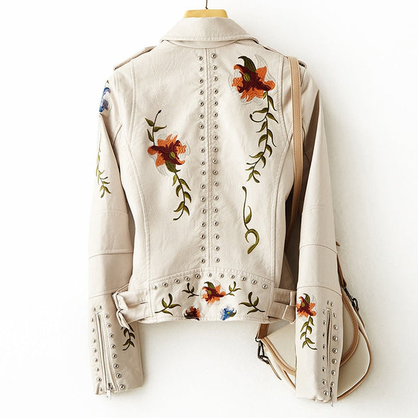 WW | Retro Floral Print Lederjacke