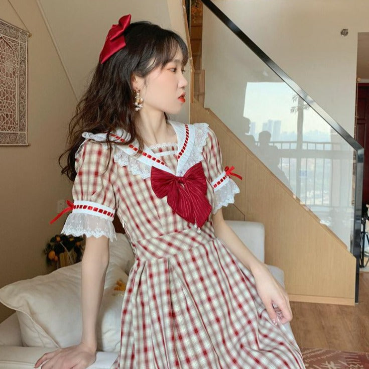 WW | Karodress mit Schnürdetails und Schleife