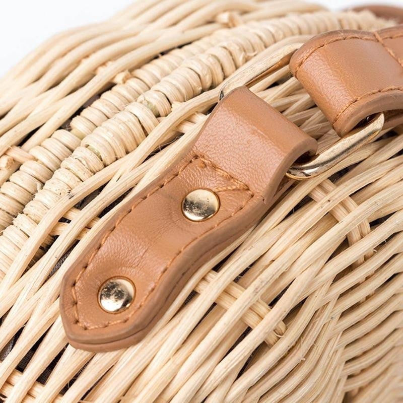 WW | Handgewebte Rattan Bambus Seitentasche