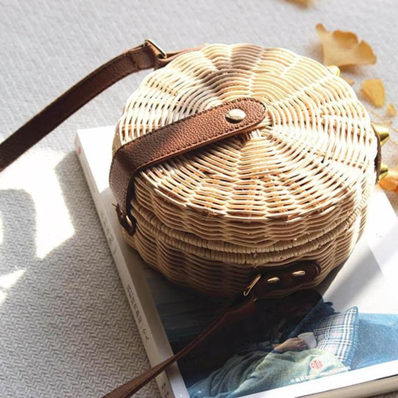 WW | Handgewebte Rattan Bambus Seitentasche