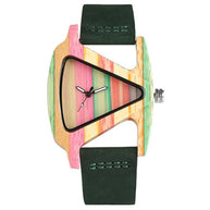 WW | Farbige Dreieck Bamboo Wood Uhr