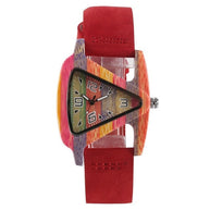 WW | Farbige Dreieck Bamboo Wood Uhr