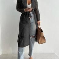 WW | Stilvoller Transparenter Langarmmantel