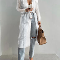 WW | Stilvoller Transparenter Langarmmantel