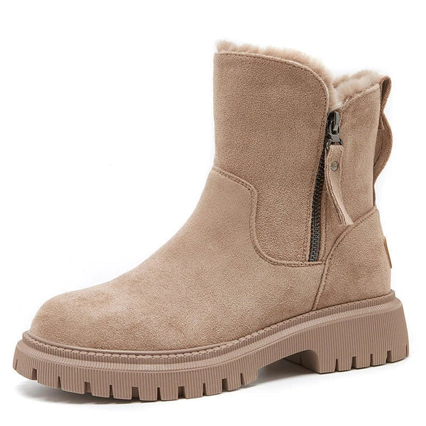 Wolff | beige Damen Winterstiefel mit warmem Innenfutter und robustem Boden – bequeme Stiefeletten