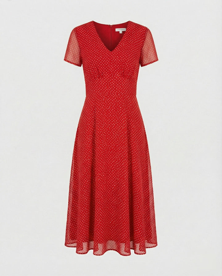 W&W Mode - Elegantes Kleid mit V-Ausschnitt Schwingender Saum