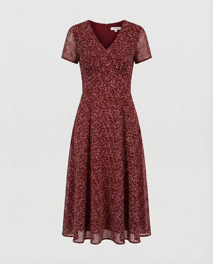W&W Mode - Elegantes Kleid mit V-Ausschnitt Schwingender Saum