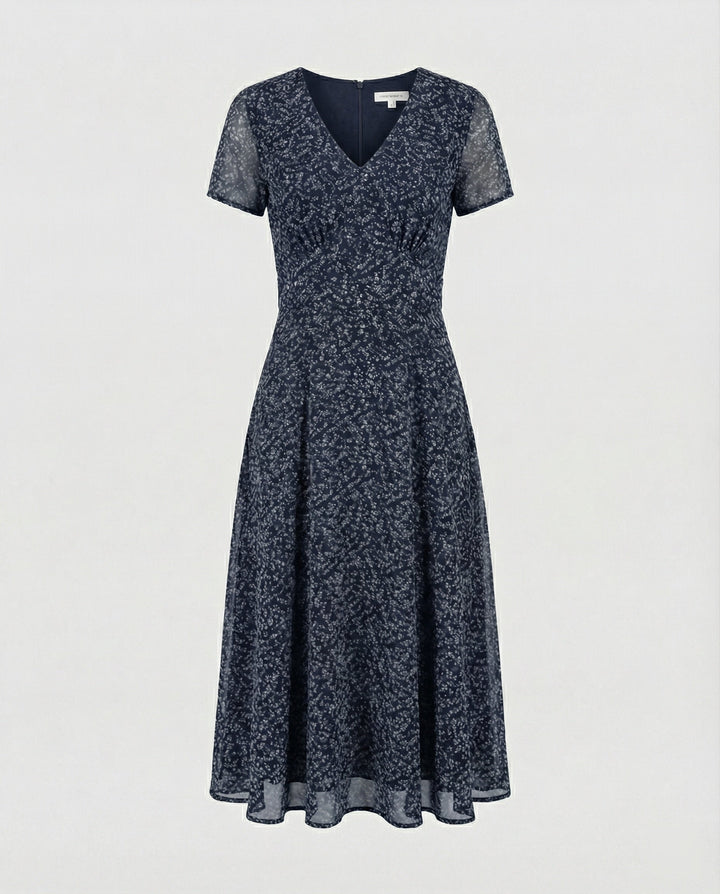 W&W Mode - Elegantes Kleid mit V-Ausschnitt Schwingender Saum