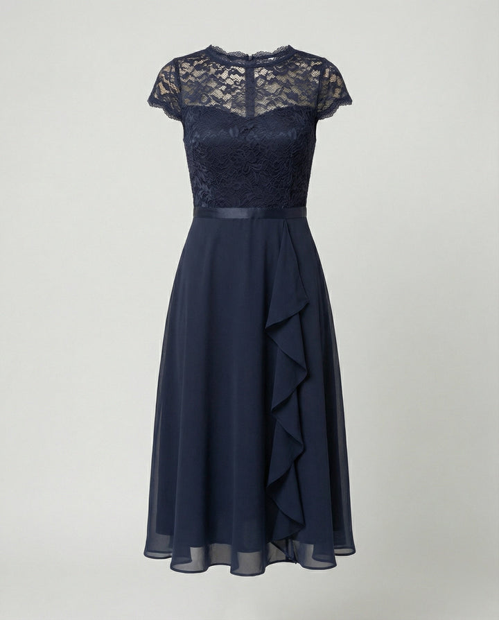 W&W Mode - Elegantes Transparentes Kleid mit Kurzarm, Feminine Silhouette