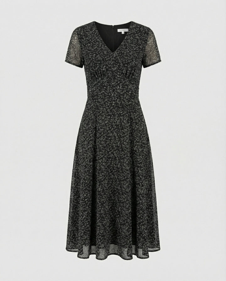 W&W Mode - Elegantes Kleid mit V-Ausschnitt Schwingender Saum