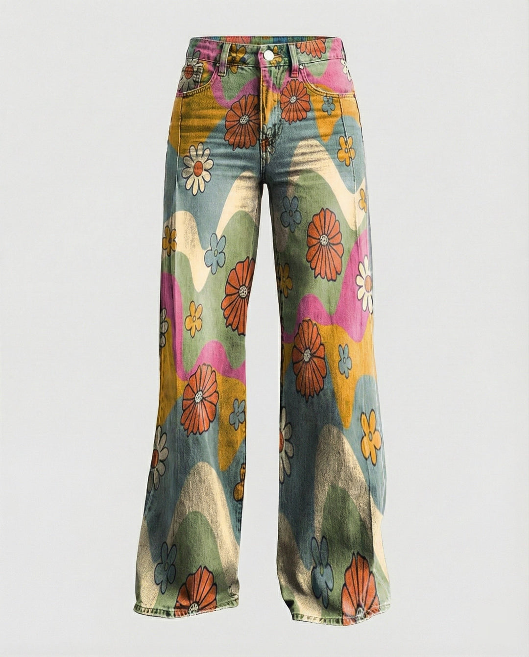W&W Mode - Modische Jeans, Mit Auffälligem Blumenprint