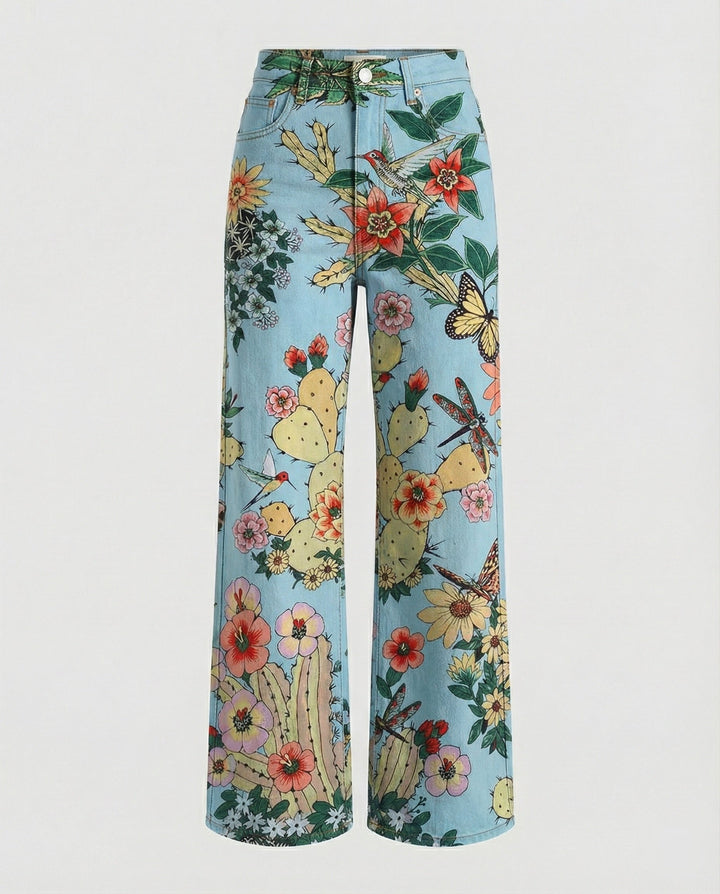 W&W Mode - Modische Jeans, Mit Auffälligem Blumenprint